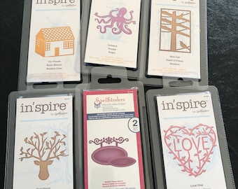 Spellbinders Inspire Die Cuts: Bird, House, Octopus, Love Vine