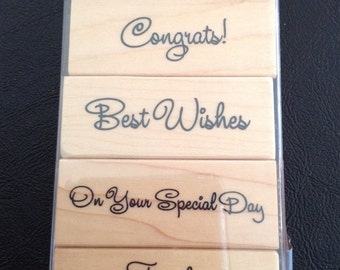 Set of 5 Rubber Stamps, Various Sentiments, Wedding and Anniversary Theme, Rubber Stamps, Scrapbooking, Card Making, Recollections