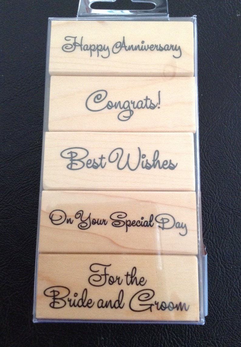 Set of 5 Rubber Stamps Various Sentiments Wedding and Etsy