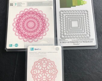 Metal Dies, Various Designs, Scalloped Circles, Scalloped Squares, Antique Doily, Scrapbooking, Card Making, Your Choice of 1 Pack