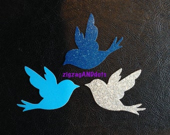 24 Glitter Dove Diecut, Bird Confetti, Many Colors, Party Decorations, Scrapbooking, Cardmaking