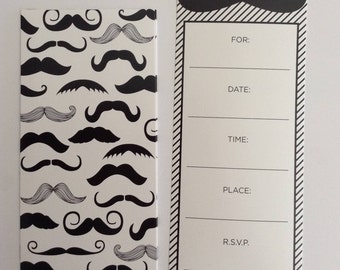 Set of 8 Mustache Invitations with Matching Envelopes, Man Party Celebration Theme, Baby Baby Shower Invitations, Mustaches, Brother Sister