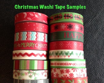 WSChristmas3:  Washi Tape Samples, 24 Inches Long, Over 15+ Samples Available, Scrapbooking, Planner Decorations