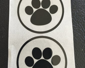 50 Paw Print Round Seals, Colors Black Clear, Black and Yellow, Paw Stickers, Puppy Paw Stickers, Envelope Stickers, Envelope Seal