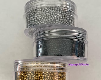 Mini Beads Metallic Mini Beads, Black Metallic Beads Gold Metallic Beads Silver Metallic Beads Resin Additives, Your Choice of 1 Pack