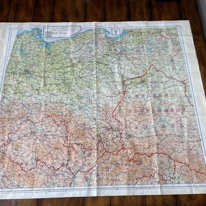 MINT RARE WW2 WWII Original 1943 dated Pilot Aircrew Escape Evasion Map E / F  Europe Germany Poland Hungary Italy #5