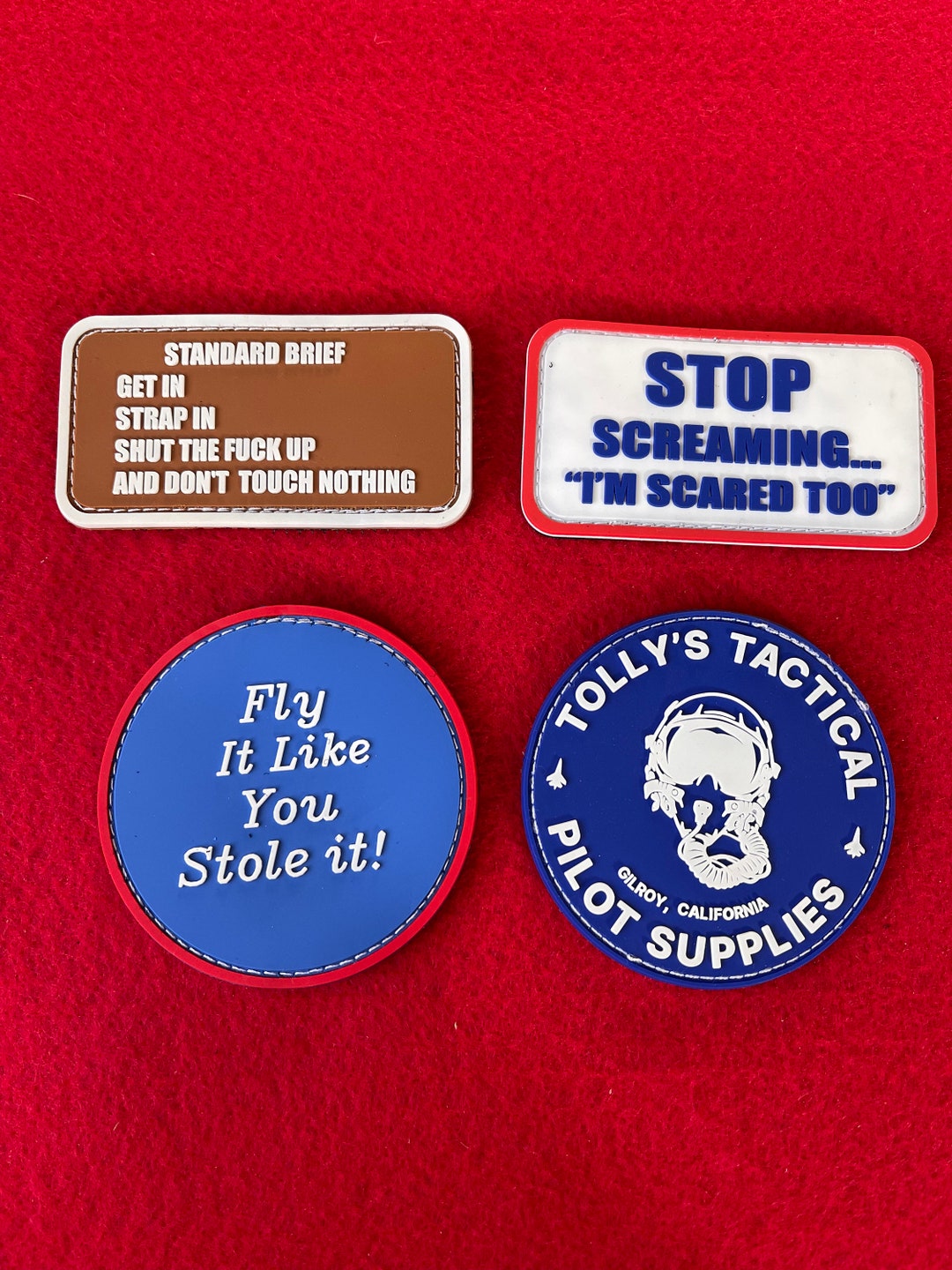 USA Made Lot of 3 Patches Pilot Flight Helmet Uniform Bag Cap Hat, Stop