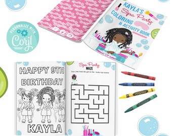 Spa Party Girls |Digital Coloring Book| Personalized Coloring Book & Activity Book | Gifts for Teenage Girls |  Tea Party Favors
