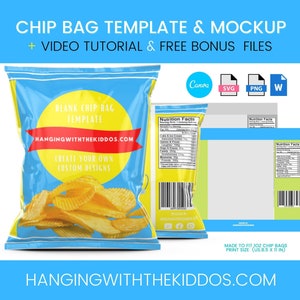Chip Bag Template & Chip Bag Mockup custom Chip Bags Blank - Etsy