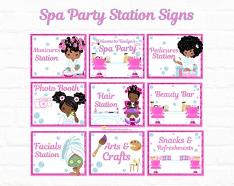 Spa Party Station Customizable Sings| Spa Decor| Slumber Party| Spa Gift Basket| Spa Gift Box