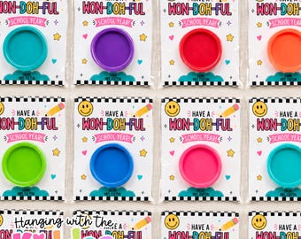 Back to School Play Dough Card Holders| Won Doh Ful School Year Gift| Classroom Favor| Personalized Student Gift| Teacher Handout