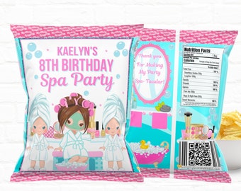 Spa Party Favors Customizable Chip Bags|Slumber Party Custom Chip Bag| Spa Birthday Party 02