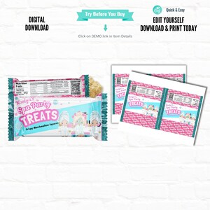 Bundle Spa Party Customizable Party Favors Chip Bag template Rice Krispy Wrapper Juice Pouch Labels Chocolate Candy Bar Wrappers 03 image 6