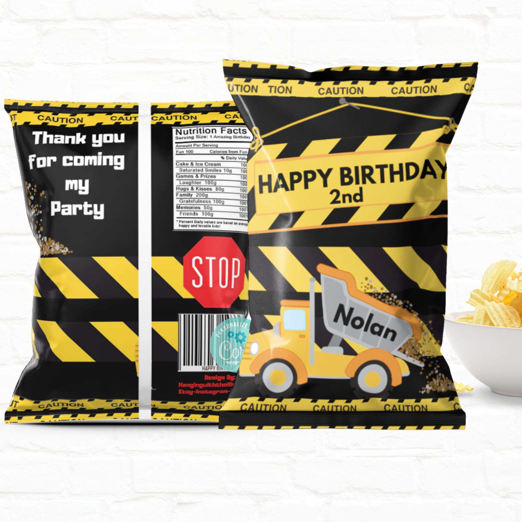 Custom Treat Bags Construction Birthday Party Personalize Etsy