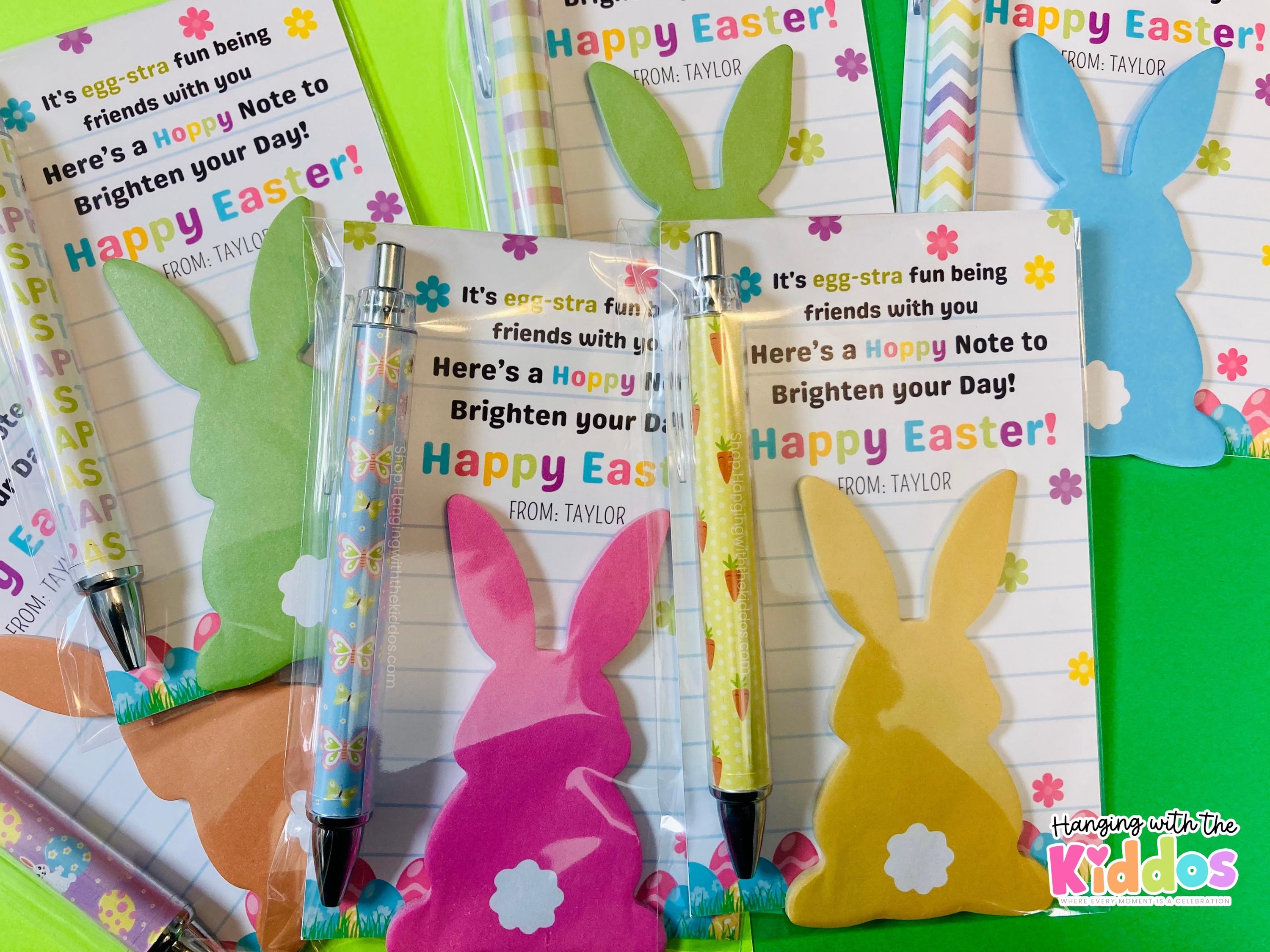 Easter Sticky Personalized Easter Sticky Note Favor With Pen | Bunny Notepad Gift ...