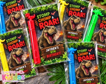 Personalized Dinosaur Bubble Party Favors | T-Rex Birthday Bubbles | Dino Party Favors | Kids Birthday Goodie Bags