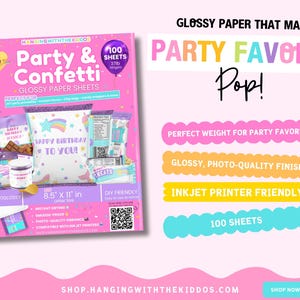 Glossy Chip Bag Paper for Inkjet Printers, 8.5x11 Printable Sheets – DIY Party Favor, Candy Bar & Treat Wrappers, Party Printables image 2
