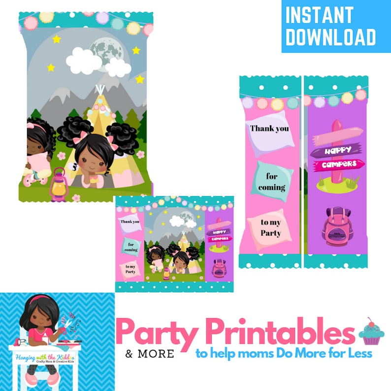SUMMER CAMP PARTY CUSTOM CHIP BAGS.