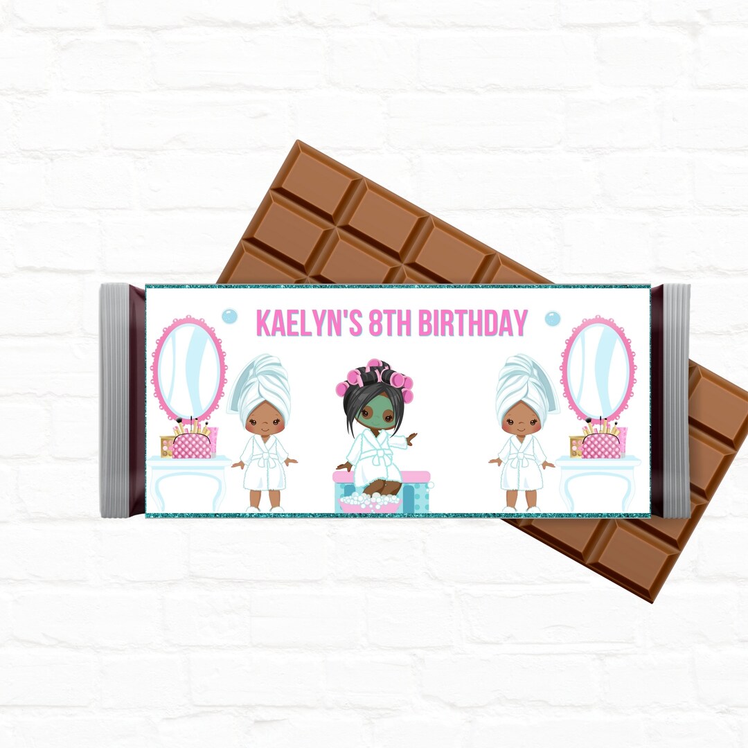 Spa Party Customizable Candy Bar Wrappers Party Favors| Slumber Party ...