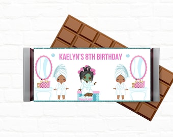 Spa Party Customizable Candy Bar Wrappers  Party Favors| Slumber Party| Pajama Party