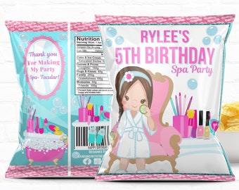 Tween Girl Spa Party |1st Birthday Favors| Slumber Party| Pajama Party|Personalized Party Favors Chip Bags