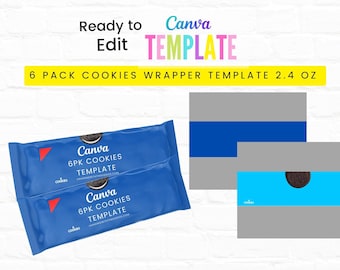 6 PK Chocolate Cookies Wrappers Template | Canva Party Favor Templates