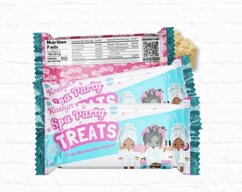 Spa Party Customizable Krispy Treat Wrapper| Slumber Party| Pajama Party Favors