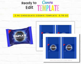 2 PK Chocolate Cookies Wrappers Template | Canva Party Favor Templates