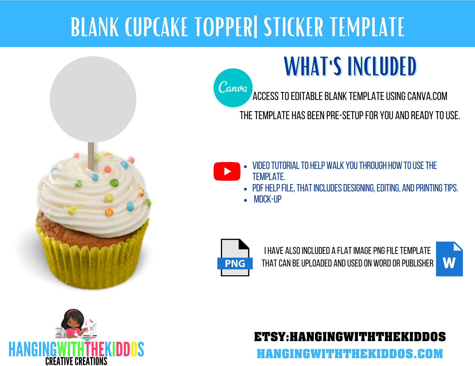Buy Blank Cupcake Topper Template Instant Download 2 Inch Circle Online in  India - Etsy