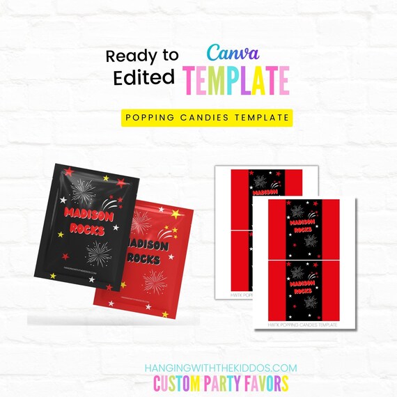 Popping candies template canva party favors by hanging with the kiddos