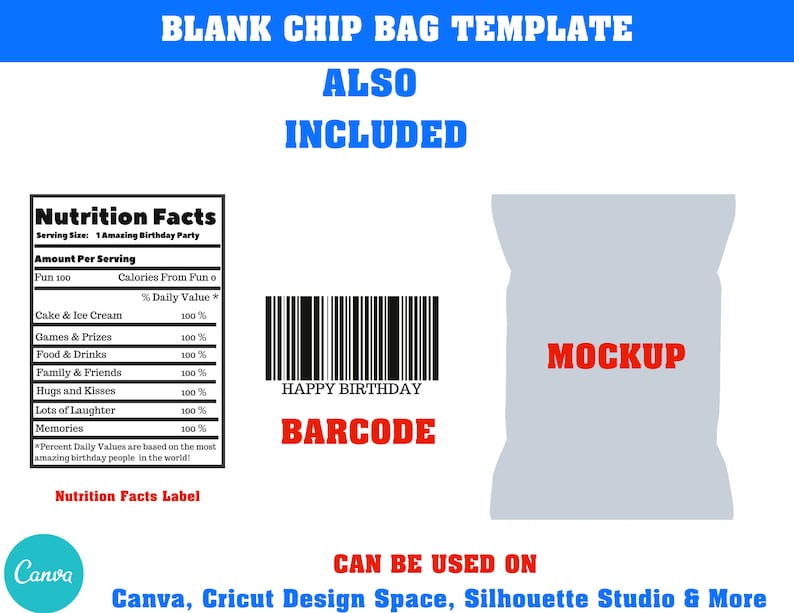 Download Chip Bag Template Instant Download Includes Chip Bag ...