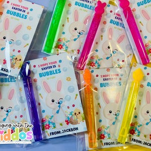 Easter Bubble Card Favors – Personalized Easter Bubbles of Fun – Bunny Classroom Treat – Easter Party Favor for Kids