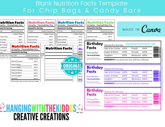 Blank Nutrition Facts Template |Chip Bags & Candy Bars ...