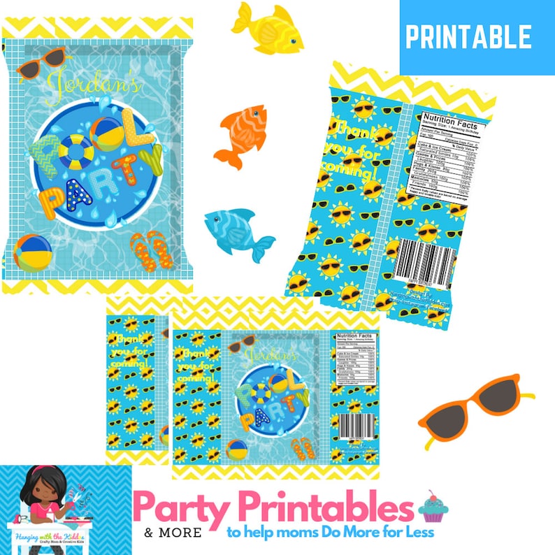 Summer Pool Party - Custom Printed Chip Bags-Treat Bags