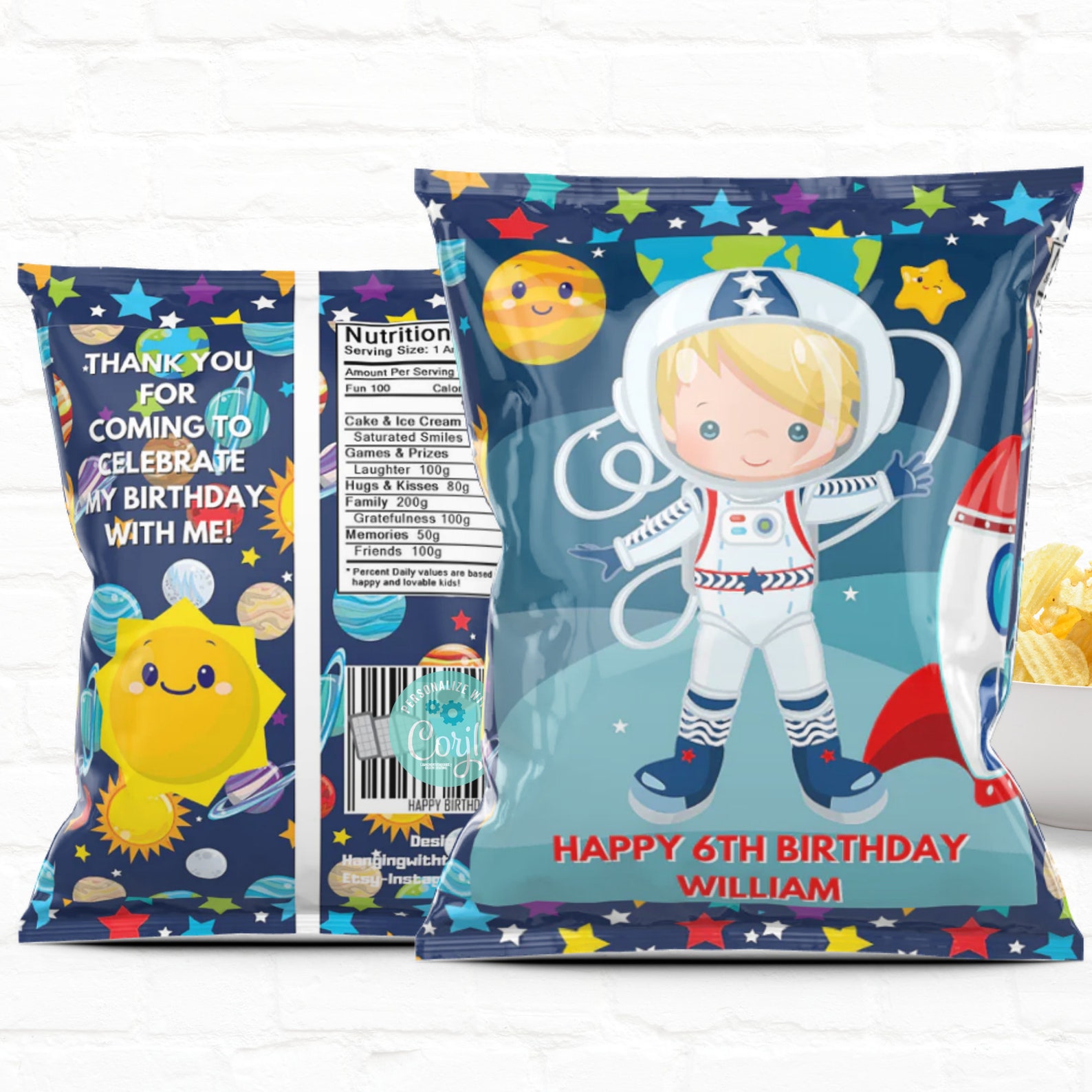 Outer Space Astronaut Party Favors Personalized Party Favors Etsy