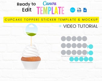 Blank Cupcake Topper Template Instant Download | 2 inch Circle Template | Round Stickers Template