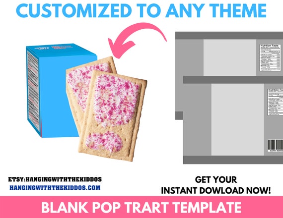 Pop Tart Wrapper Template | Custom Treat Bags Instant Download | Canva Template Il_570xn