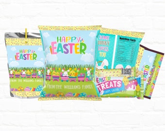 Easter Basket Stuffers| Personalized Easter Treats Package| Chip Template| Juice Pouch Labels| Rice Krispy Treats Wrapper| Candy Bar