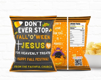 Never Stop Fall-o-ween Jesus Custom Chip Bags|Church Fall Festival| Are you fall-o-ween Jesus