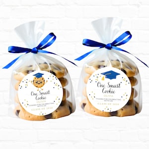 One Smart Cookie 2025 Graduation Stickers, 2.5&quot; Round Labels for Class of 2025, Glossy Circle Favor Tags for Kids Grad Party Decor