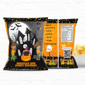 Spooky Birthday Custom Chip Bags|Perfect for Spooky Birthday Party, Halloween Birthday Party, Two Spooky Birthday|Spooky Season