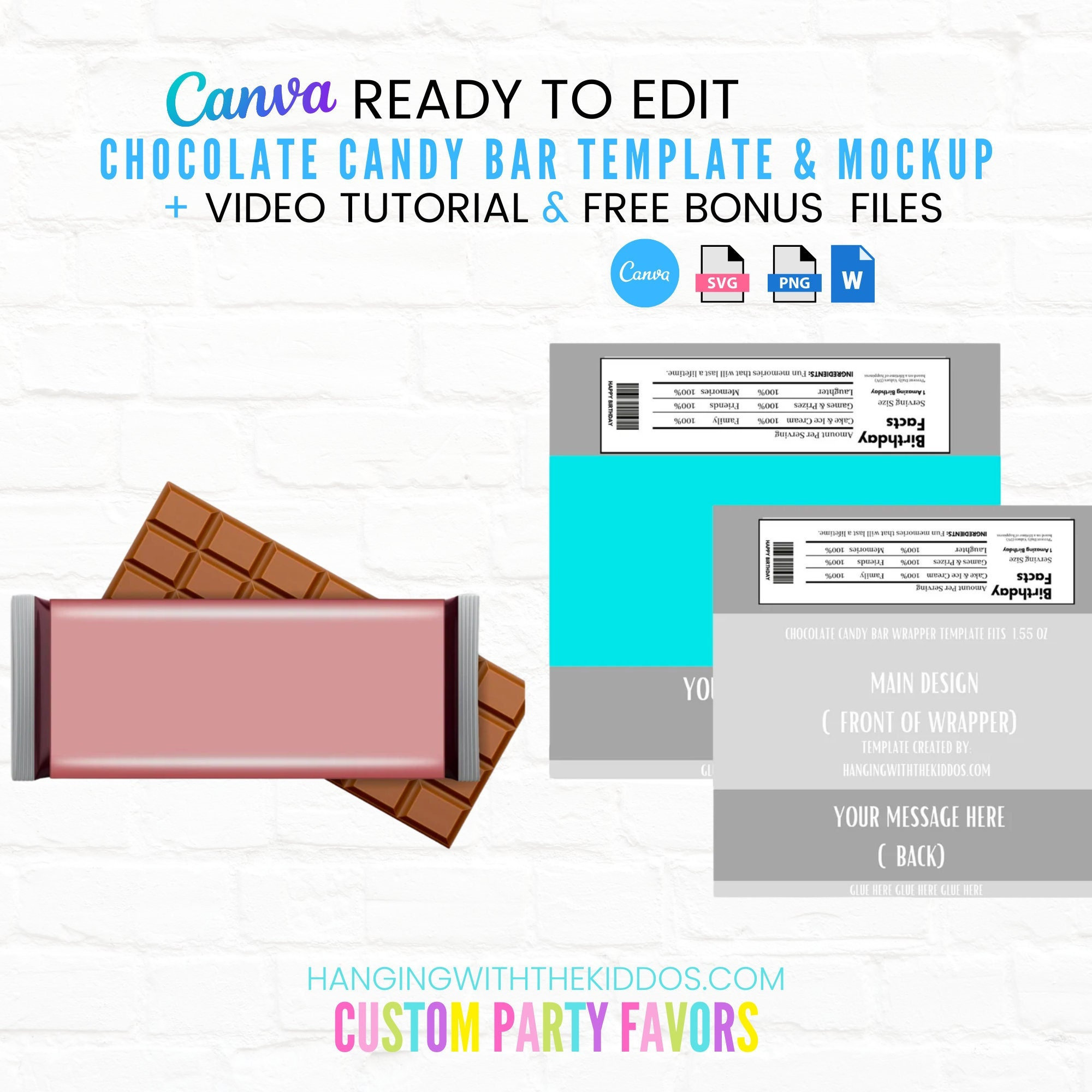 Chocolate Bar: Blank Candy Bar Wrapper Template & Mockup - Etsy