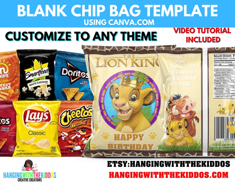 Download Chip Bag Template Instant Download Includes Chip Bag ...