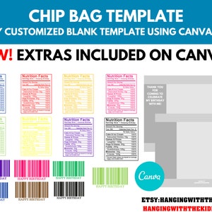 Chip Bag Template Instant Download Canva Chip Bag Template | Etsy