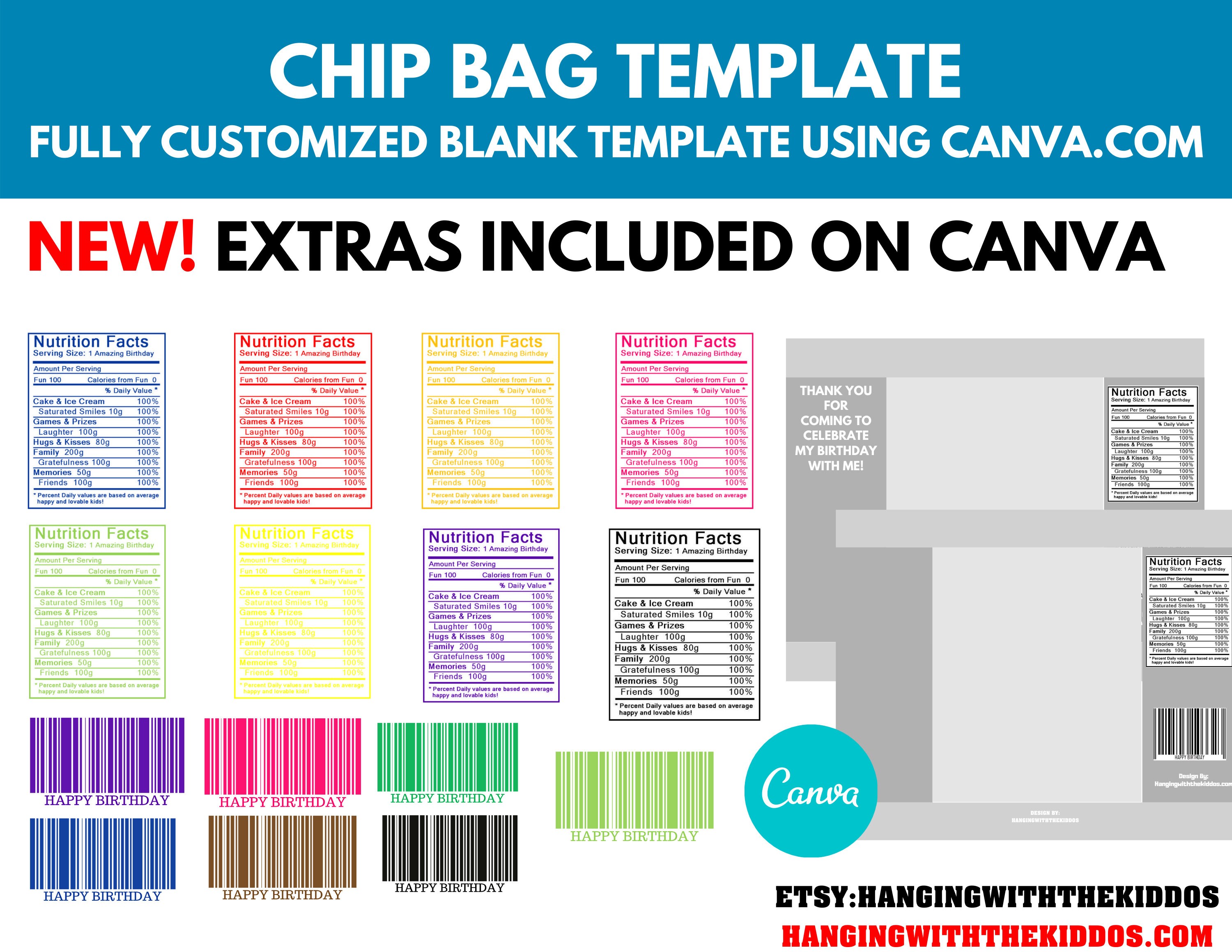 Chip Bag Template Instant Download Canva Chip Bag Template Etsy