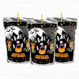 Spooky Birthday Custom Juice drink pouches|Perfect for Spooky Birthday Party, Halloween Birthday Party, Two Spooky Birthday|Spooky Season