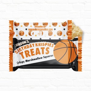 Custom Basketball Party Favors Rice Krispy Treats Wrappers