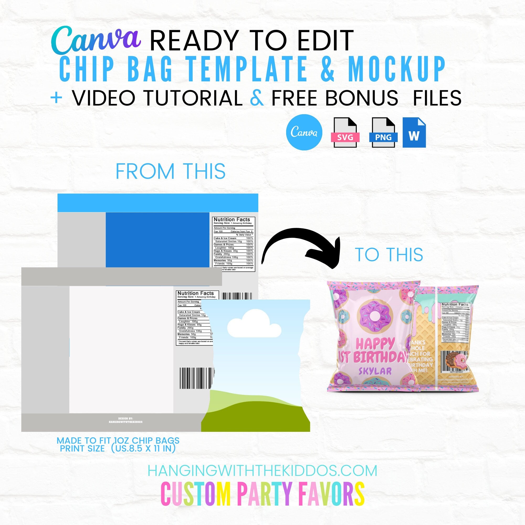 Chip Bag Template & Chip Bag Mockup custom Chip Bags Blank - Etsy