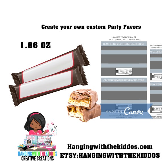 Blank Candy Bar Wrapper Template 1.86 oz Instant Download | Canva Editable Template Il_570xn