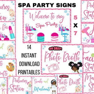 Spa Party Printables| Spa Party for Girls  | Spa Birthday Party Activity Signs | Instant Download